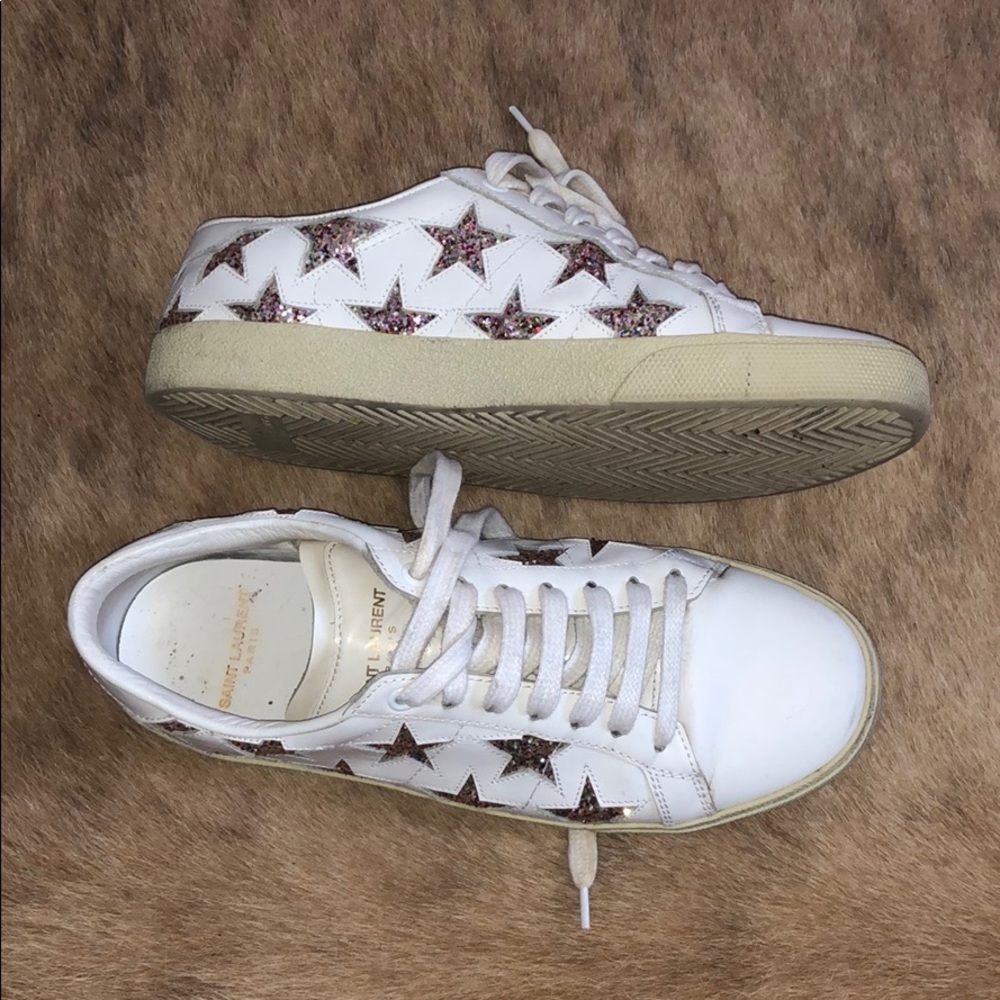 YSL White Multicolor Sneakers stars